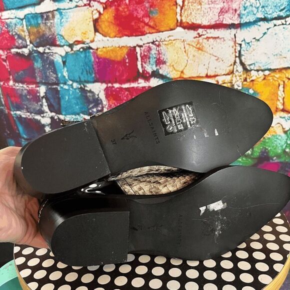 Allsaints Boots Womens 6.5 Snakeskin Darcy Pointed Toe Bootie EUR 37 - Picture 5 of 6